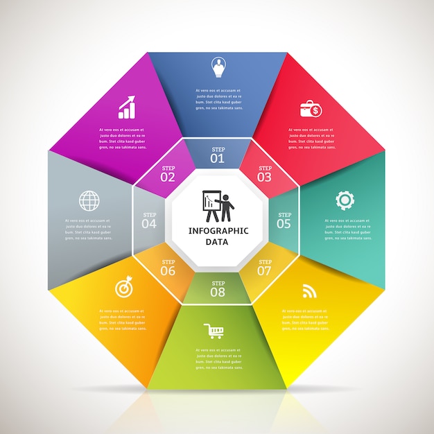 Vibrant Infographic Octagon with Informative Icons and Text | Jiffy Designs
