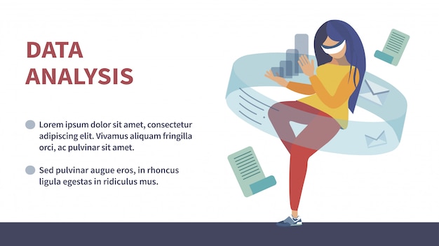 Vibrant Data Analysis Illustration with Stylized Female Character ...