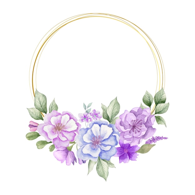 Elegant Floral Wreath with Purple Roses and Golden Circle | Jiffy Designs