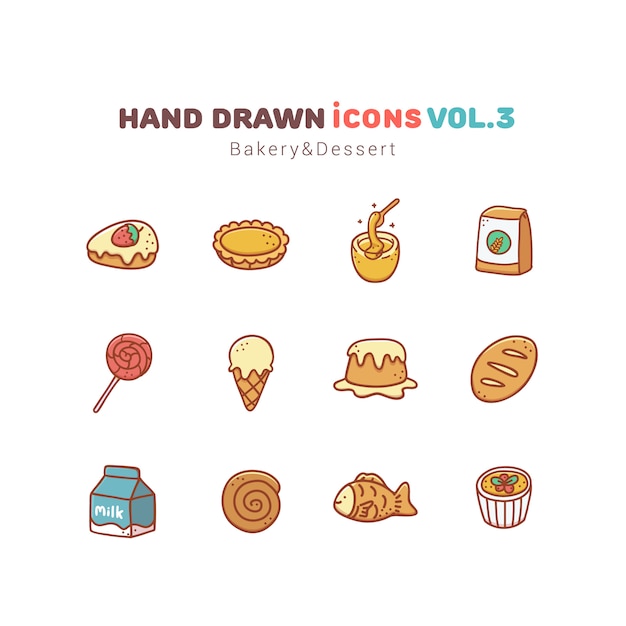 Delightful Collection of Hand-Drawn Food Icons for Diverse Applications ...