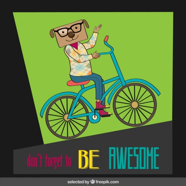 Quirky Green Bicycle Rider with Motivational Quote Illustration | Jiffy ...