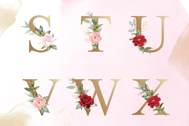 Floral Monogram Letters with Roses and Greenery | Jiffy Designs