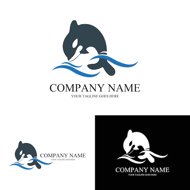 Elegant Orca Silhouette with Flowing Wave Design | Jiffy Designs