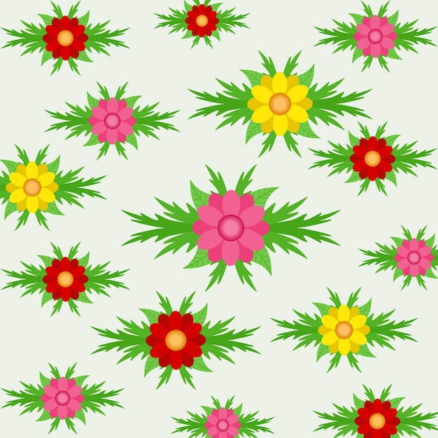 Vibrant Floral Pattern with Varied Blooms and Leaves | Jiffy Designs
