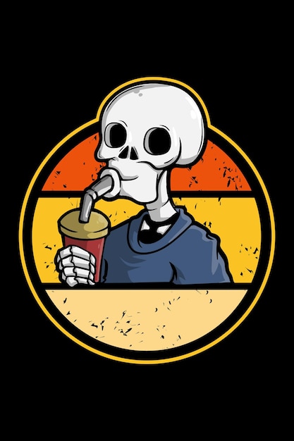 Retro Skeleton Enjoying a Milkshake in the Sunset | Jiffy Designs