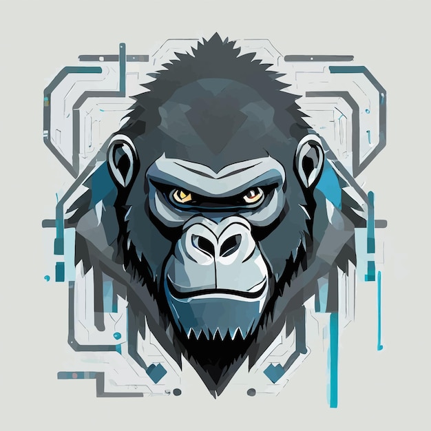 Fierce Gorilla Face in Geometric Futuristic Style | Jiffy Designs
