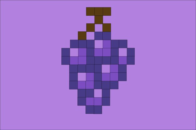 Vibrant Pixel Art Grape Bunch on Purple Background | Jiffy Designs
