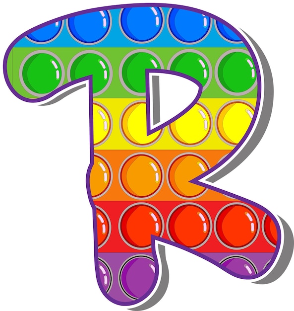 Vibrant Rainbow-Hued Bubble Letter R | Jiffy Designs