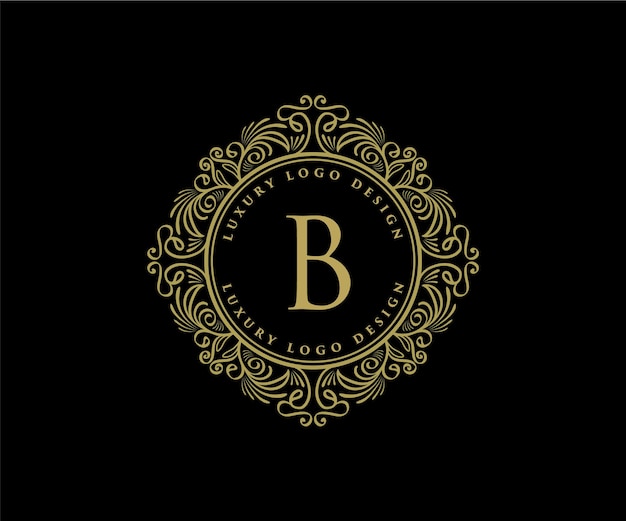 Elegant Monogram Badge Featuring Ornate Letter B | Jiffy Designs