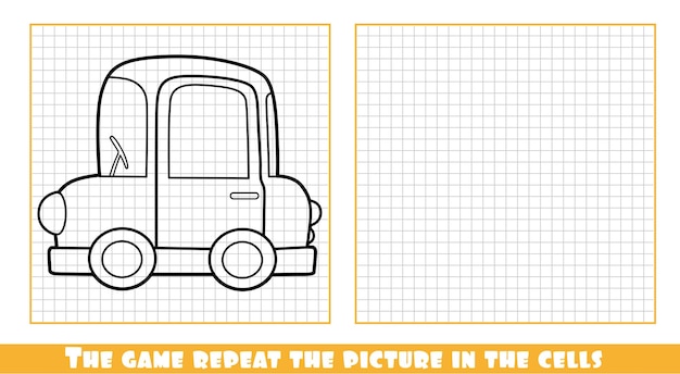 Charming Cartoon Car in Grid-Patterned Illustration | Jiffy Designs