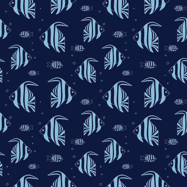 Elegant Underwater Fish Pattern in Shades of Blue | Jiffy Designs