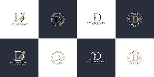 Elegant Nature-Inspired Monogram Logos with Leaf Accents | Jiffy Designs