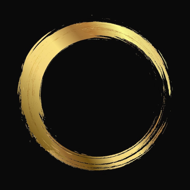 Elegant golden circle with bold brush stroke on black | Jiffy Designs