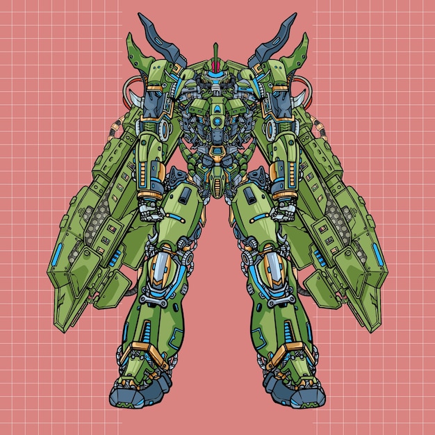 Colossal Mech Warrior: Tactical Prowess in Vibrant Hues | Jiffy Designs