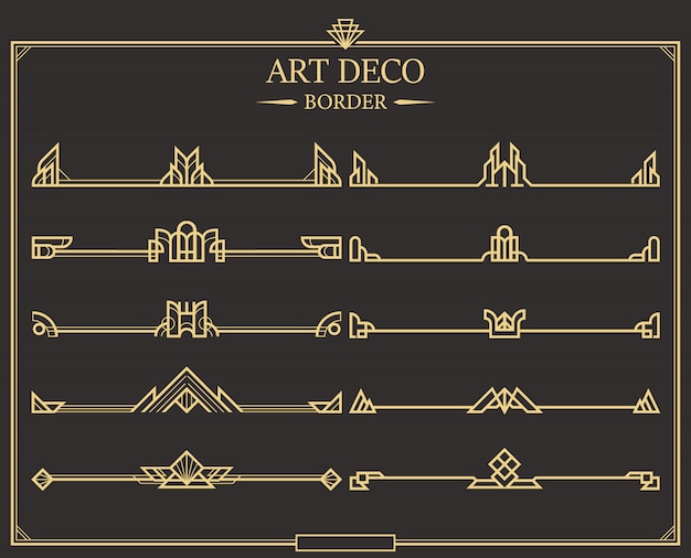 Elegant Art Deco Skyline Border with Geometric Shapes | Jiffy Designs
