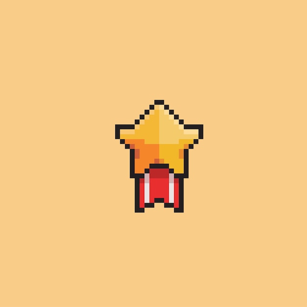 Vibrant Pixel Art Star with Ribbon | Jiffy Designs