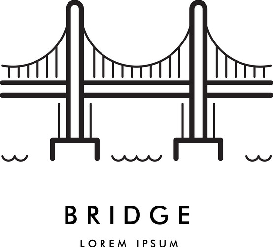 The Logo With The Image Of The Cable Bridge. Vector Logo Of The Bridge ...