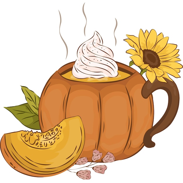 Cozy Autumn Pumpkin Spice Latte with Whipped Cream and Sunflower ...