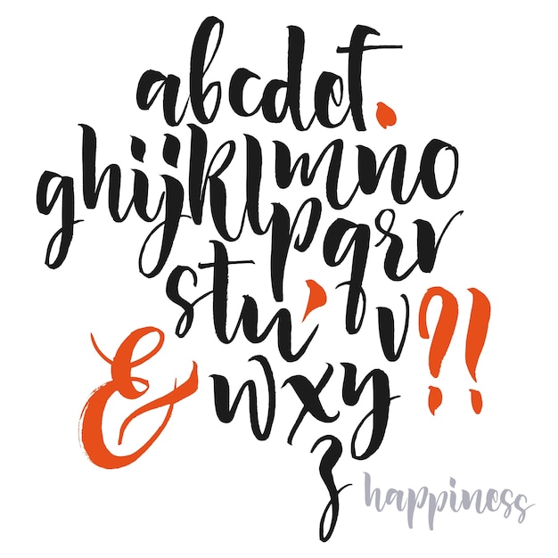 Handwritten Brush Lettering Alphabet with Whimsical Fox Illustration ...