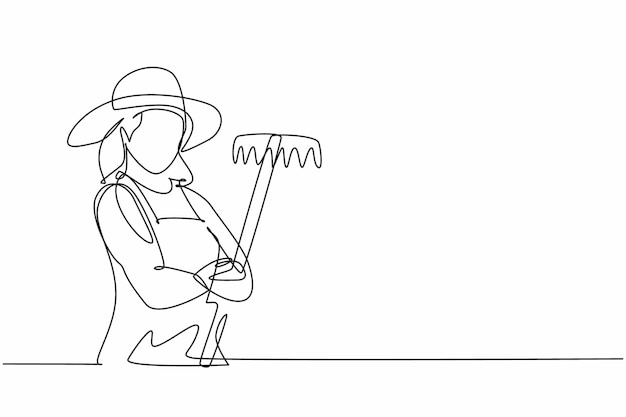 Minimalist Farmer Holding Pitchfork in Silhouette | Jiffy Designs