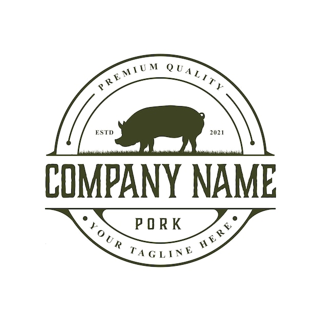 Premium Pork Brand with Rustic Pig Silhouette Logo | Jiffy Designs