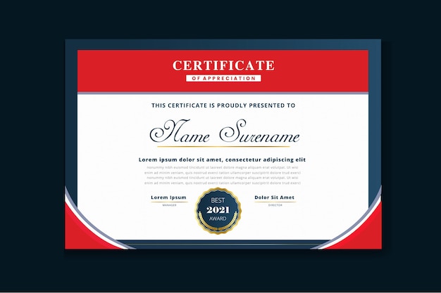 Elegant Certificate of Appreciation with Red and Blue Accents | Jiffy ...
