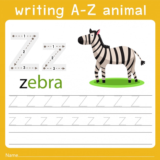 Writing A-Z Animal: Zebra Illustration for Learning | Jiffy Designs