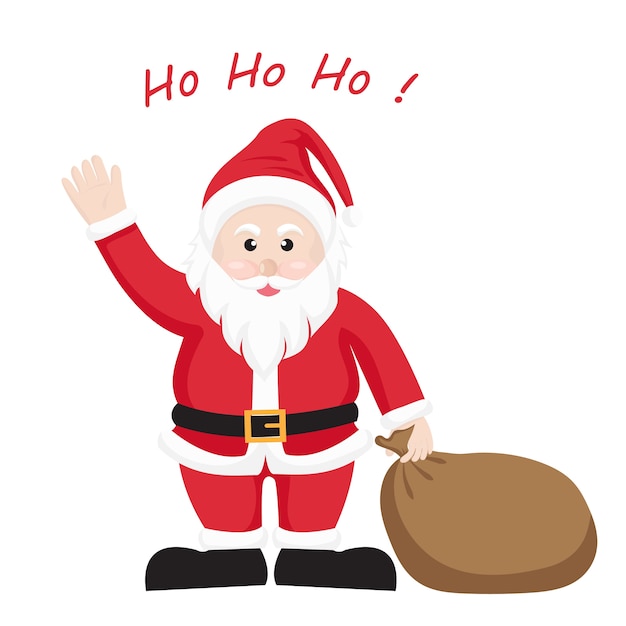 Jolly Santa Claus Waving and Carrying Sack of Gifts | Jiffy Designs