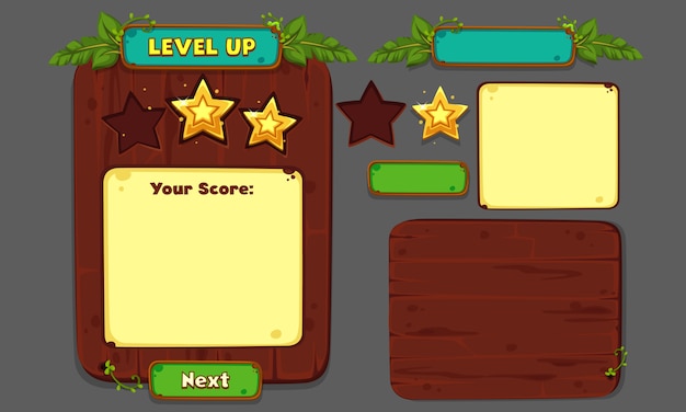 Engaging Game UI with Wooden Elements and Nature Motifs | Jiffy Designs