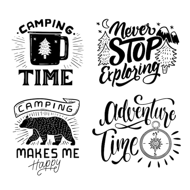 CampingThemed Graphic Collection with Inspiring Outdoor Slogans