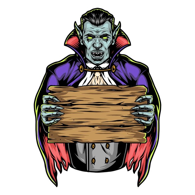 Menacing Vampire Holding Weathered Wooden Sign in Clawed Hands | Jiffy ...