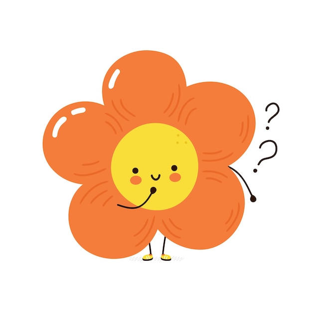 Cheerful Orange Flower Character with Questioning Expression | Jiffy ...