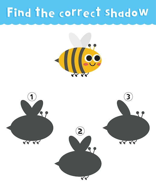 Charming Bee Shadow Matching Game for Kids | Jiffy Designs