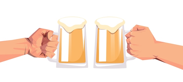 Cheers to a Refreshing Pint: Hands Clinking Glasses of Frothy Beer ...