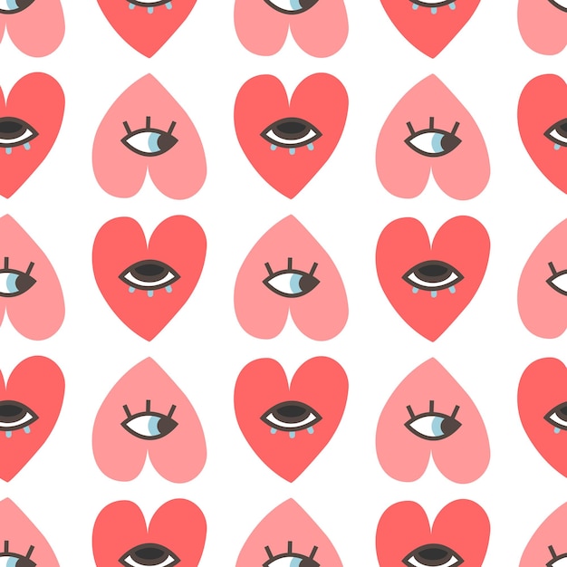 Whimsical Hearts with Playful Eyes Pattern | Jiffy Designs