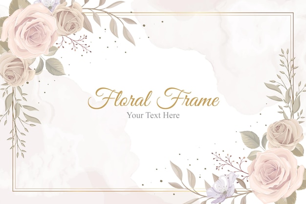 Elegant Floral Frame with Blush Roses and Foliage | Jiffy Designs