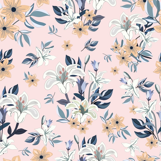 Delicate Floral Pattern with Blush and Navy Blooms | Jiffy Designs