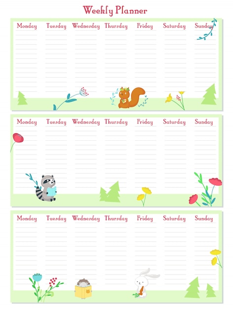 Whimsical Weekly Planner with Woodland Creatures and Nature | Jiffy Designs