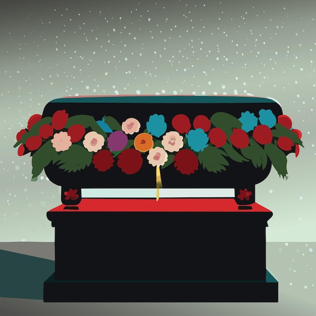 Vibrant Floral Display on a Vintage Casket under Starry Sky | Jiffy Designs