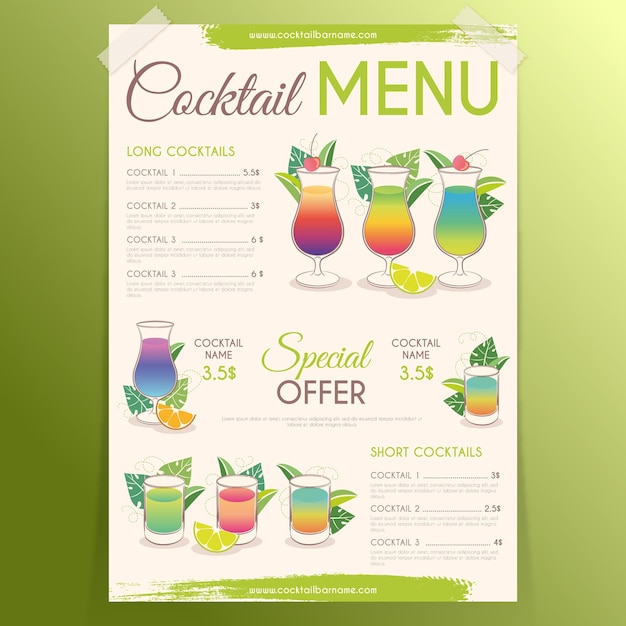 Vibrant Cocktail Menu Showcasing a Variety of Refreshing Drinks | Jiffy ...