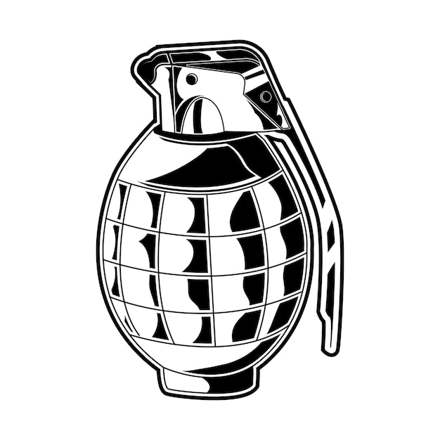Explosive Grenade Illustration in Bold Monochrome Style | Jiffy Designs