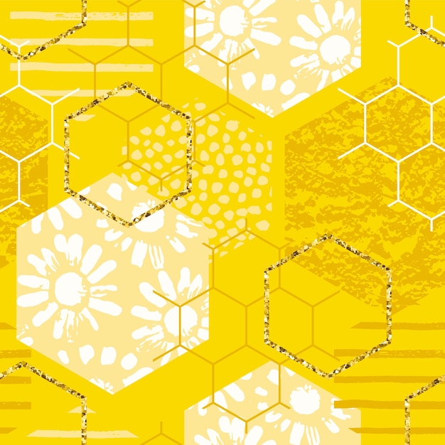 Vibrant Honeycomb Floral Pattern in Shades of Yellow | Jiffy Designs