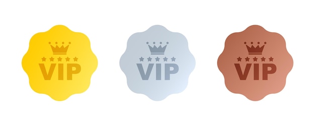 Stylized VIP Badges with Crown and Star Symbols | Jiffy Designs