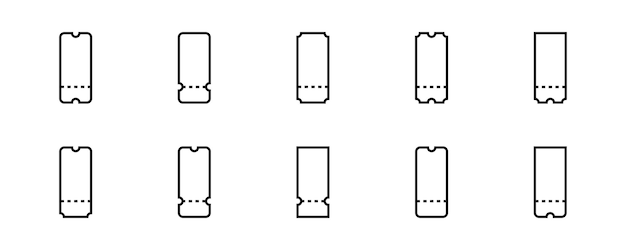 Blank linear tickets templates Ticket outline icon set Coupon vector ...