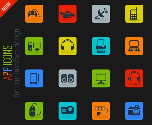 Vibrant Collection of Versatile Tech and Gadget Icons | Jiffy Designs