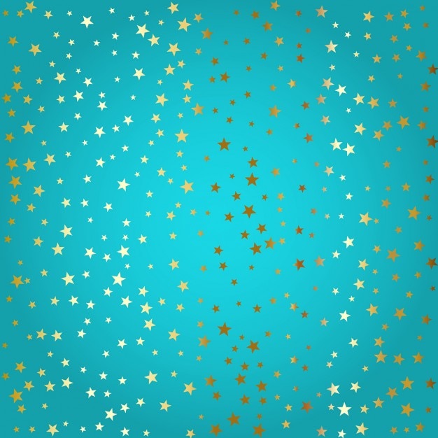Twinkling Golden Stars on Turquoise Blue Background | Jiffy Designs
