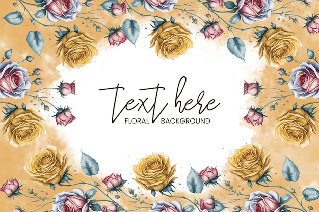 Elegant Floral Frame with Golden Roses and Pastel Blooms | Jiffy Designs