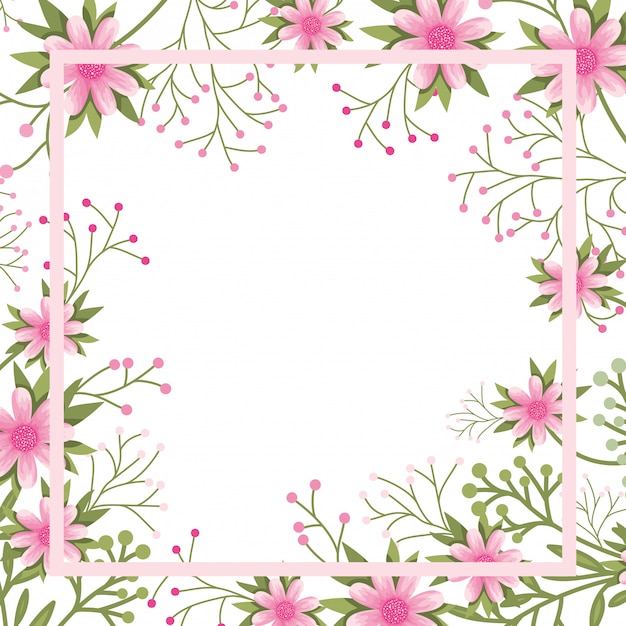 Delicate Floral Frame with Pink Blossoms | Jiffy Designs