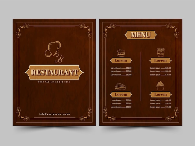 Vintage Restaurant Menu with Ornate Frames and Culinary Icons | Jiffy ...