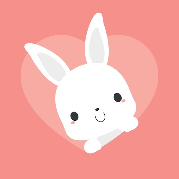 Cute Smiling White Bunny on Pink Background | Jiffy Designs